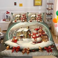 Christmas Xmas Santa Claus Bedding Set Duvet Cover Set, 3 Pieces Comforter Cover With Zipper Closure Soft Microfiber Festival Bedding Gifts Christmas Decoration For Home Lightinthebox - thumbnail