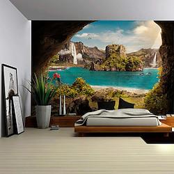 Cave Landscape River Hanging Tapestry Wall Art Large Tapestry Mural Decor Photograph Backdrop Blanket Curtain Home Bedroom Living Room Decoration Lightinthebox