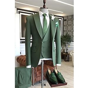 Green Light Grey Men's Wedding Suits Solid Colored 3 Piece Business Formal WorkWear Plus Size Single Breasted One-button 2024 Lightinthebox