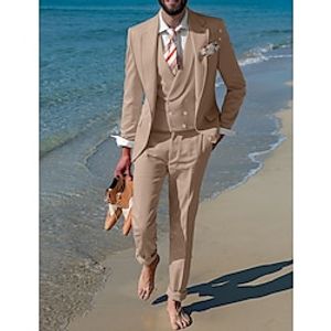 Pink Navy Blue Men's Beach Wedding Suits Solid Colored 3 Piece Daily Business Plus Size Single Breasted Two-buttons 2023 miniinthebox