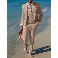 Pink Navy Blue Men's Beach Wedding Suits Solid Colored 3 Piece Daily Business Plus Size Single Breasted Two-buttons 2023 miniinthebox - thumbnail