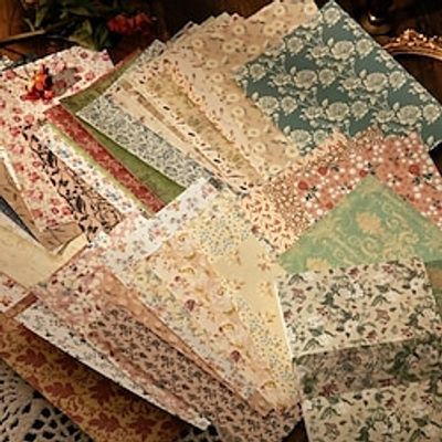 100 Sheets of Retro cultural Background Floral Art Stickers - Perfect for DIY Project miniinthebox