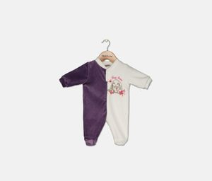 Little Girls Bunny Detail Sleep Suit  White/Violet