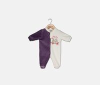 Little Girls Bunny Detail Sleep Suit  White/Violet - thumbnail