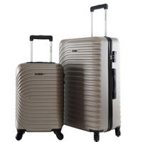 PARA JOHN Lightweight 2-Pieces ABS Hard side Travel Luggage Trolley Bag Set with Lock for men / women / unisex Hard shell strong CHAMPAIGNE