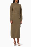 Raglan Knitted Dress with Belt - thumbnail