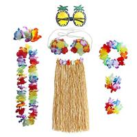 Party Hawaiian Grass Skirt Floral Wreath Bra Hair Clip Pineapple Glasses Holiday Party Beach Dressing Props Lightinthebox