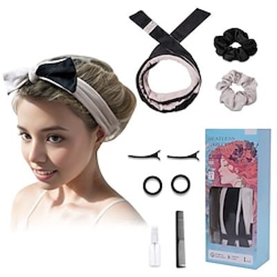 Hairband Style Bow Sleep Curling Hair Tool Cross-Border Large Wave No Heat Curling Stick Lazy Person Curling Hair Set Of 9 Pieces Lightinthebox
