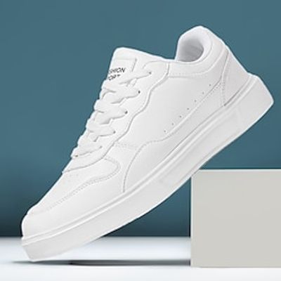 Men's Sneakers Retro Skate Shoes White Shoes Walking Sporty Casual Daily PU Comfortable Booties  Ankle Boots Loafer Black and White Black White Spring Fall Lightinthebox