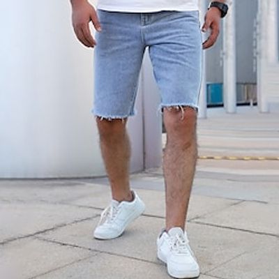 Men's Jeans Denim Shorts Jean Shorts Zipper Button Pocket Plain Comfort Breathable Outdoor Daily Going out Fashion Casual Blue Lightinthebox