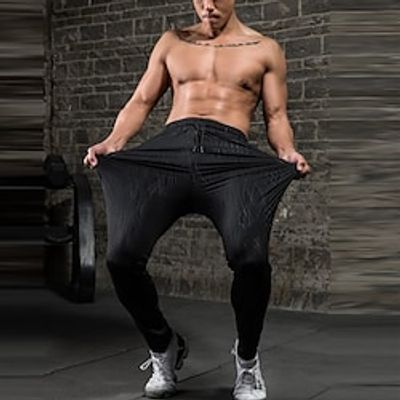 Men's Joggers Sweatpants Pocket Drawstring High Waist Bottoms Outdoor Athleisure Winter Spandex 4 Way Stretch Breathable Quick Dry Running Walking Jogging Sportswear Activewear Stripes Black Lightinthebox