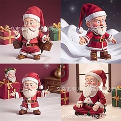 Stocking Stuffers for Kids Santa Clause Resin Classic Santa Claus Doll With Beard Hat Christmas Figurine For Window Room Tabletop Centerpieces Display Prop miniinthebox
