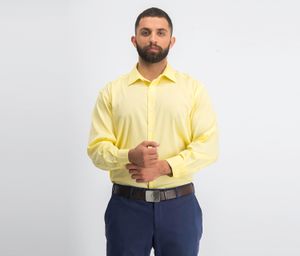 Mens Bedford Cord Regular Fit Dress Shirt  Canary Yellow