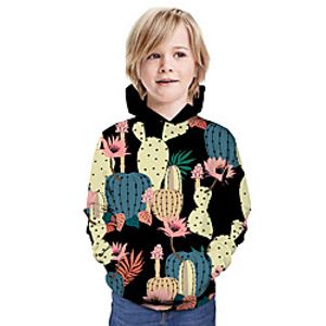 Kids Boys' Hoodie  Sweatshirt Long Sleeve 3D Print Graphic Cactus Unisex Black Children Tops Summer Active Daily Wear Christmas Regular Fit 3-13 Years miniinthebox
