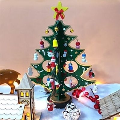 Christmas Decorations Mini Christmas Tree Christmas Decorations Desktop Small Wooden Christmas Tree Toy Model Lightinthebox