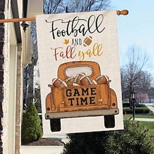 1pc Football Fall Garden Flag 12 x 18 Double SidedBurlap Football Truck Yard FlagRustic Football and Fall Outdoor Farmhouse DecorSmall Garden Flag Lightinthebox