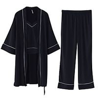 Women's Deep V Suits Pajamas Solid Colored miniinthebox - thumbnail
