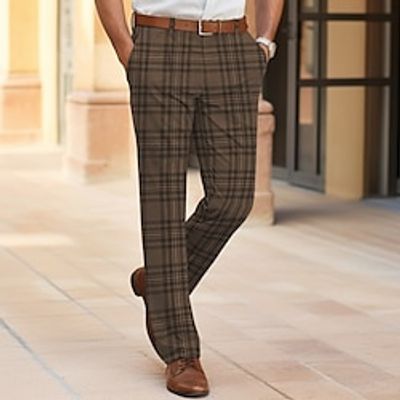 Men's Dress Pants Trousers Casual Pants Front Pocket Grid / Plaid Comfort Business Daily Holiday Fashion Chic Modern Black White miniinthebox Men's Dress Pants Trousers Casual Pants Front Pocket Grid / Plaid Comfort Business Daily Holiday Fashion Chic Modern Black White miniinthebox