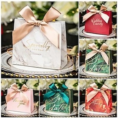 10pcs Large Kraft Paper Box Candy Bag Wedding Favors Gift Boxes Package Birthday Party Decoration Bags With Ribbon Lightinthebox