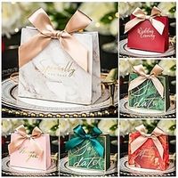 10pcs Large Kraft Paper Box Candy Bag Wedding Favors Gift Boxes Package Birthday Party Decoration Bags With Ribbon miniinthebox - thumbnail