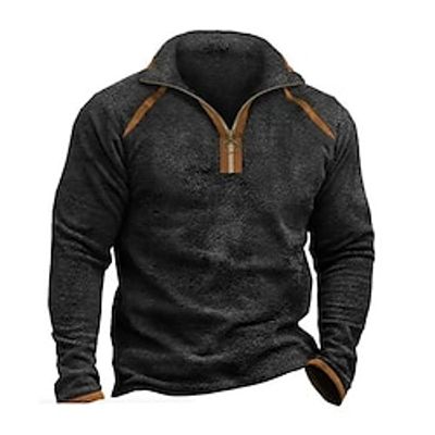 Men's Sweatshirt Polar Fleece Quarter Zip Sweatshirt Black Half Zip Plain Patchwork Sports Outdoor Daily Holiday Streetwear Casual Thin fleece Fall Winter Clothing Apparel Hoodies Sweatshirts miniinthebox