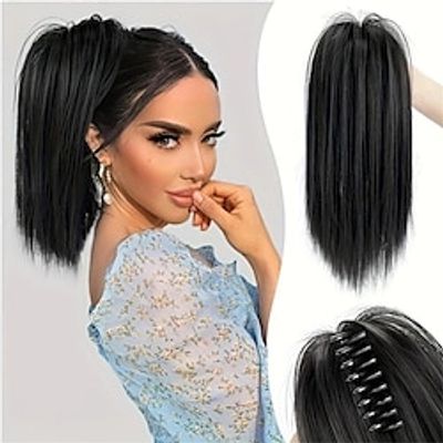1pc Messy Bun Hair Piece Claw Clip Hair Bun Wavy Straight Hair Bun Extensions Tousled Updo Hair Buns Claw Clip Ponytail Hairpieces Synthetic Wig For Women 14 Inch miniinthebox