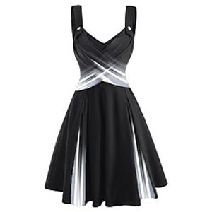 Women's A Line Dress Knee Length Dress Blue Black Purple Sleeveless Color Block Patchwork Spring Summer V Neck Casual 2022 S M L XL XXL 3XL Lightinthebox