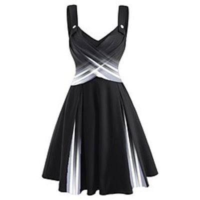 Women's A Line Dress Knee Length Dress Blue Black Purple Sleeveless Color Block Patchwork Spring Summer V Neck Casual 2022 S M L XL XXL 3XL Lightinthebox