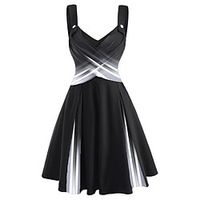 Women's A Line Dress Knee Length Dress Blue Black Purple Sleeveless Color Block Patchwork Spring Summer V Neck Casual 2022 S M L XL XXL 3XL Lightinthebox - thumbnail