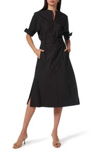 Dolman Sleeve Cotton Belted Dress