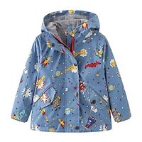 Kids Girls' Coat Graphic Active Zipper School Coat Outerwear 7-13 Years Spring Blue background robot diagonal pocket sheet Peach blossom diagonal pocket slip Gray starry sky diagonal pocket sheet Lightinthebox - thumbnail
