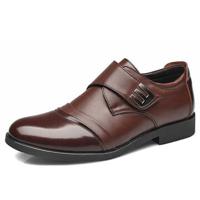 Men Classic Color Blocking Hook-Loop Business Casual Leather - thumbnail