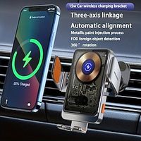 15W Vehicle Wireless Given Mobile Phone Bracket Three Axis Link Auto Sensory Coil Transparent Punk Wind Mobile Phone Book Fast Charging miniinthebox - thumbnail