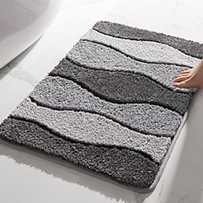Soft Bathroom Mat Bath Rug, Ultra Water Absorbent Bath Carpet Machine Washable Plush Shaggy Microfiber Floor Rug for Shower, Tub, Sink, Laundry - Wave Pattern Lightinthebox