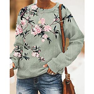 Women's Sweatshirt Pullover Floral Graphic Prints Print Daily Sports 3D Print Active Streetwear Hoodies Sweatshirts  Gray Green miniinthebox