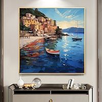 Handmade Oil Painting Canvas Wall Art Decor Original sailboat art Home Decor With Stretched FrameWithout Inner Frame Painting miniinthebox