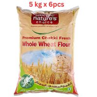 Natures Choice Premium Chakki Fresh Whole Wheat Flour (Atta) - 5 kg Pack Of 6 (UAE Delivery Only)