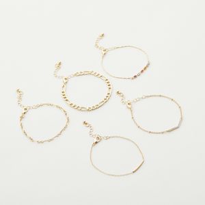 Embellished Bracelet with Lobster Clasp - Set of 5