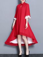 Vintage Chiffon Irregular Hem Half Sleeve Dresses Suit