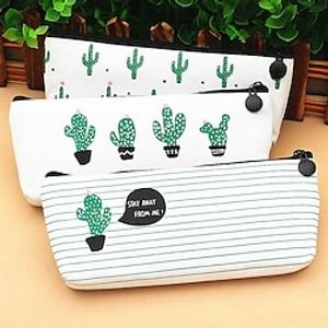 Cactus Pencil Case Canvas School Supplies Kawaii Stationery Cute Pencil Box Pen Bags Lightinthebox