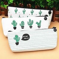 Cactus Pencil Case Canvas School Supplies Kawaii Stationery Cute Pencil Box Pen Bags Lightinthebox - thumbnail