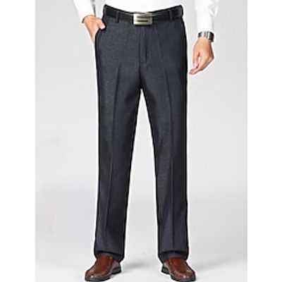 Men's Dress Pants Trousers Suit Pants Pocket Plain Comfort Breathable Outdoor Daily Going out Fashion Casual BlackGrey Black miniinthebox