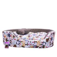 Coco Kindi Multicolored Animal Pattern Washable Oval Shape Cotton Bed For Dogs & Cats - Size 3 66 X 55x16Cm