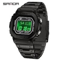 SANDA Men Digital Watch Large Dial Sports Fashion Business Luminous Stopwatch Alarm Clock Countdown Stainless Steel Strap Watch Lightinthebox