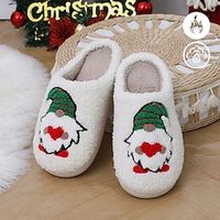 Women's Xmas Christmas Christmas Elf Graphic Print Warm Plush Plush Cross Slippers Indoor Slippers Home Slippers Lightinthebox - thumbnail