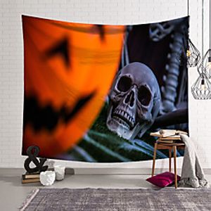 Halloween Wall Tapestry Art Decor Blanket Curtain Hanging Home Bedroom Living Room Decoration(Psychedelic Haunted Scary Pumpkin Skull Skeleton Bat Castle Grim Reaper Polyester miniinthebox