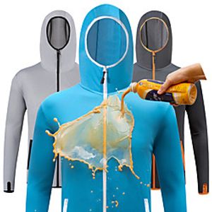 Men's Hoodie Jacket Skin Coat Outdoor Waterproof Quick Dry Breathable UV Protection Jacket Spring Summer Fishing Camping  Hiking Cycling  Bike Hydrophobic models [dark gray clothes] Hydrophobic Lightinthebox