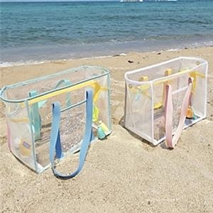 Clear Mesh Large Capacity Tote Beach Bag, PVC Waterproof Sandproof Storage Bag, Beach Sports Toys Tote Bag miniinthebox