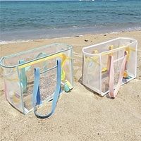 Clear Mesh Large Capacity Tote Beach Bag, PVC Waterproof Sandproof Storage Bag, Beach Sports Toys Tote Bag miniinthebox - thumbnail