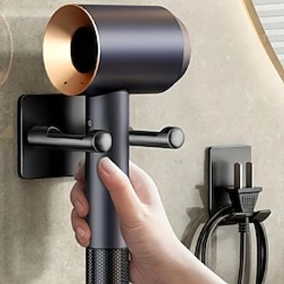 1pc Hair Dryer Holder, Bathroom Storage Rack, Hair Dryer Rack For Household Bathroom Wall Mounted Hair Dryer Holder miniinthebox